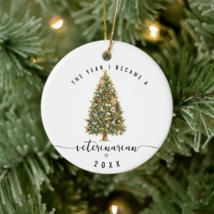 The Year I Became a Veterinarian Double Sided Ceramic Ornament