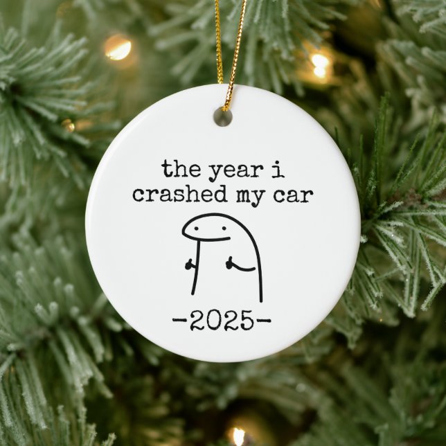 the year i crashed my car ceramic ornament (Tree)