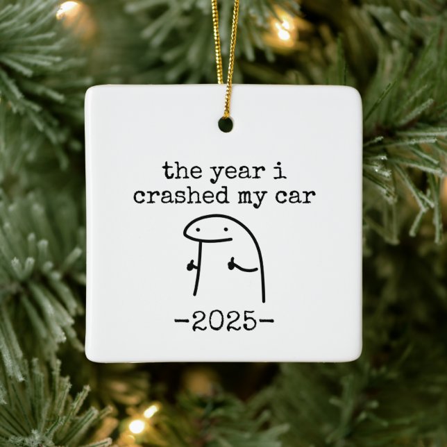 the year i crashed my car ceramic ornament (Tree)