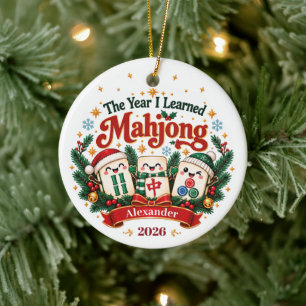 The Year I Learned Mahjong Custom Name & Year Ceramic Ornament