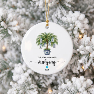 The Year I Learned Mahjong Tropical Christmas Ceramic Ornament