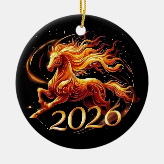The Year of the Horse 2026 Ceramic Ornament (Front)