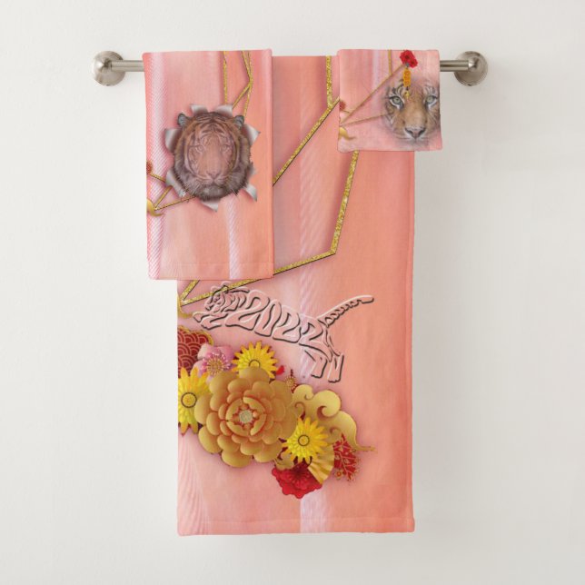 the Year of the Tiger Bath Towel Set (Insitu)