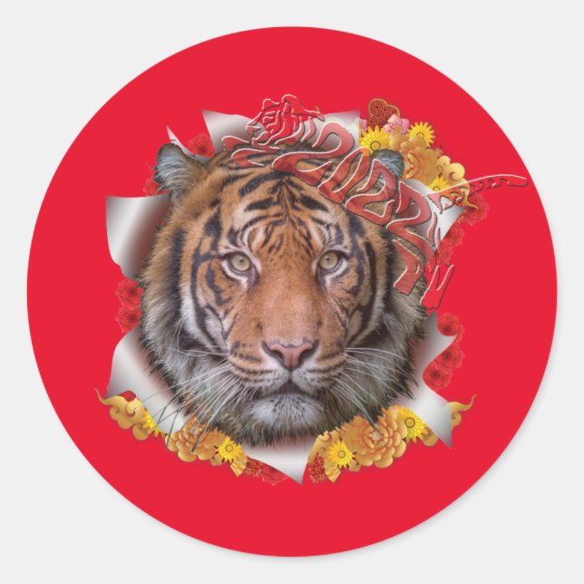 The Year of the Tiger Classic Round Sticker (Front)