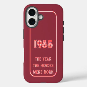 The Year The Heroes Were Born (red on maroon) iPhone 16 Case