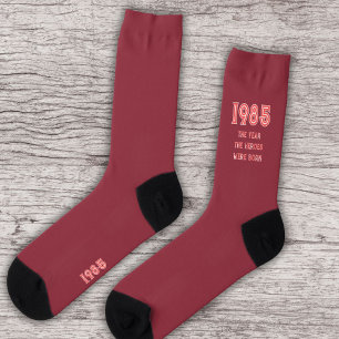 The Year The Heroes Were Born (red on maroon) Socks