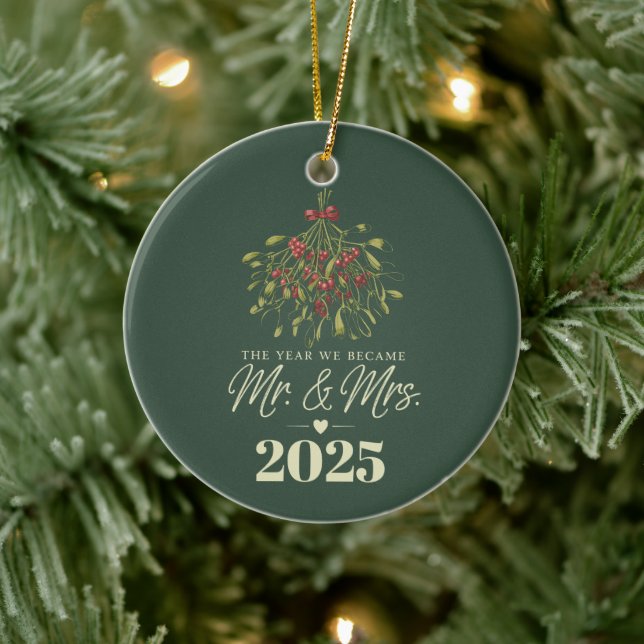 The Year We Became Mr & Mrs 2025 Personalised Ceramic Ornament (Tree)