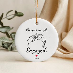 The Year We Got Engaged Christmas Ceramic Ornament