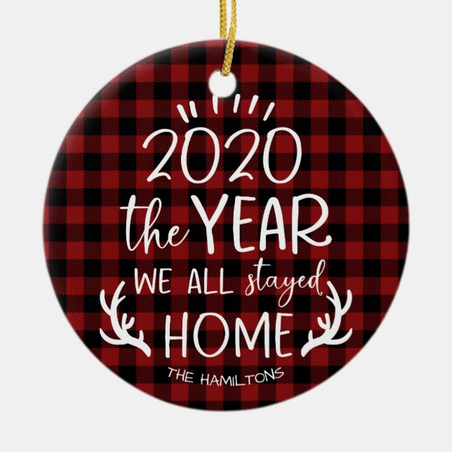 The Year we Stayed Home 2020 Cute Covid Ceramic Ornament (Front)