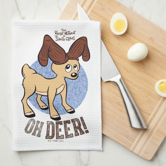THE YEAR WITHOUT A SANTA CLAUS™ | Vixen "Oh Deer" Tea Towel (Quarter Fold)