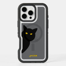 The yellow eyes black cat greeting you custom