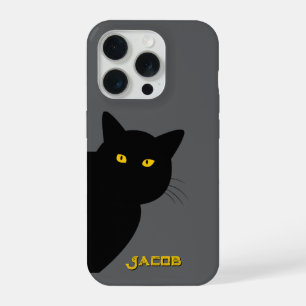 The yellow eyes black cat greeting you custom iPhone 15 pro case