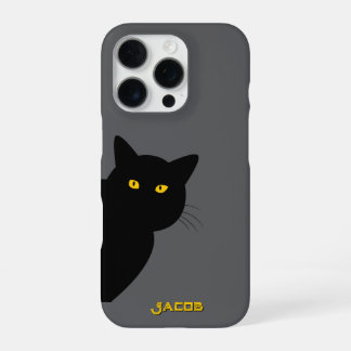 The yellow eyes black cat greeting you custom iPhone 16 pro case