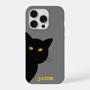 The yellow eyes black cat greeting you custom iPhone 15 pro case