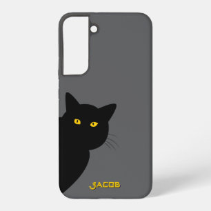 The yellow eyes black cat greeting you custom samsung galaxy case