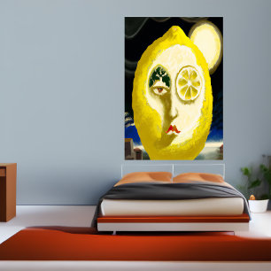 The yellow lemon face   AI Art  Poster