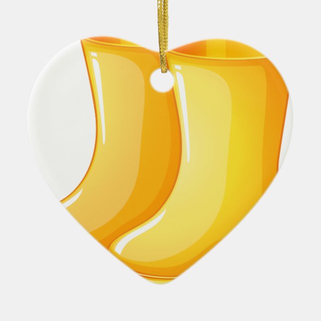 The yellow rubber boots ceramic tree decoration (Front)