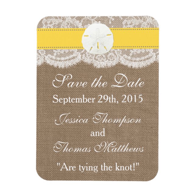 The Yellow Sand Dollar Beach Wedding Collection Magnet (Vertical)