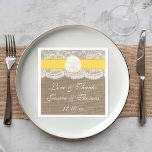 The Yellow Sand Dollar Beach Wedding Collection Napkin