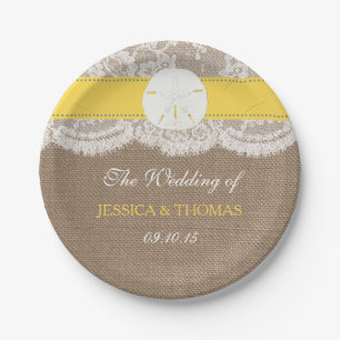 The Yellow Sand Dollar Beach Wedding Collection Paper Plate