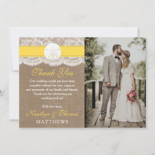 The Yellow Sand Dollar Beach Wedding Collection Thank You Card