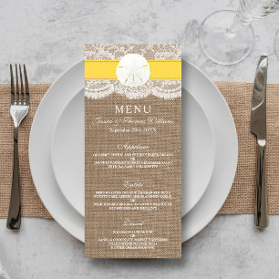 The Yellow Sand Dollar Wedding Collection Menu