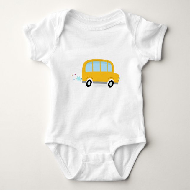 The yellow school bus baby bodysuit (Front)