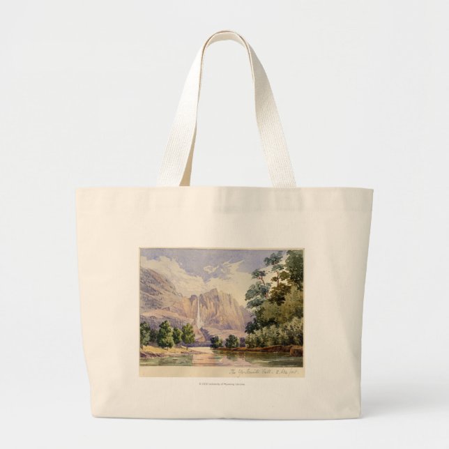 The Yo-Semite Fall. 2,634 ft. Large Tote Bag (Front)