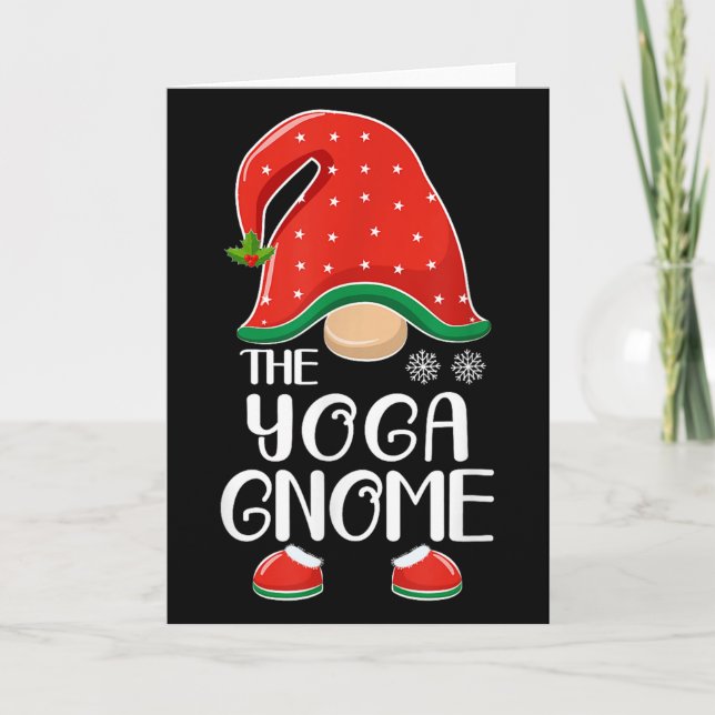 The Yoga Gnome Elf Matching Family Group Christmas Card (Front)