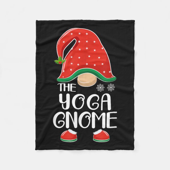 The Yoga Gnome Elf Matching Family Group Christmas Fleece Blanket (Front)