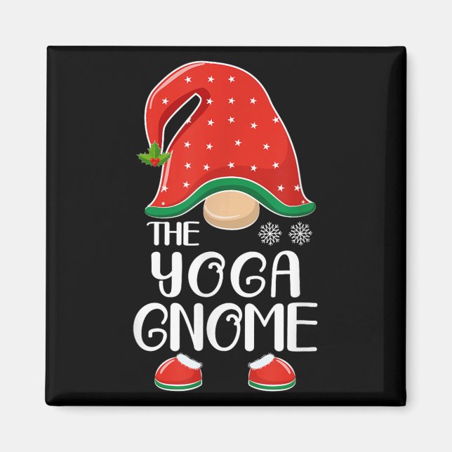 The Yoga Gnome Elf Matching Family Group Christmas Magnet (Front)