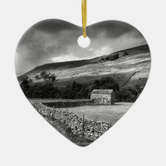 The Yorkshire Dales in mono Ceramic Tree Decoration