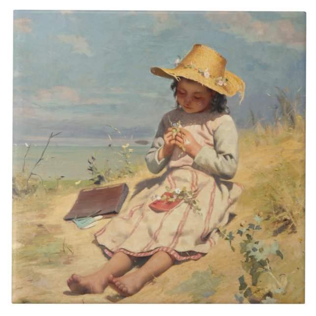 The Young Botanist (by Paul Peel) Ceramic Tile (Front)