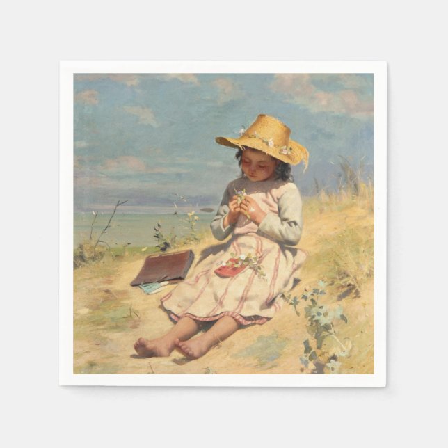 The Young Botanist (by Paul Peel) Napkin (Front)