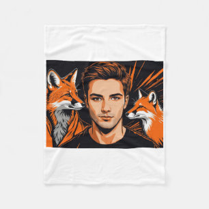 The Young Boy And The Orange Fox Sticker Fleece Blanket