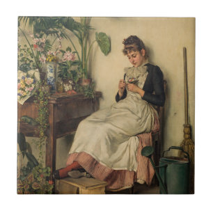 The Young Florist (by Carl Zewy) Ceramic Tile