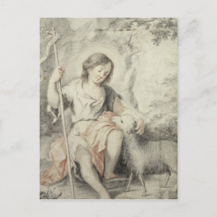 The Young John with the Lamb in a Landscape Postcard
