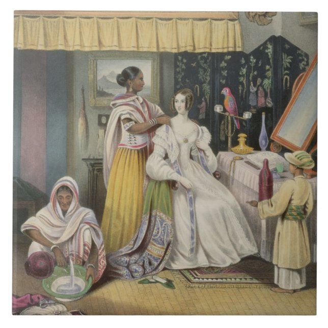The Young Lady's Toilet, plate 2 from 'Anglo India Ceramic Tile (Front)