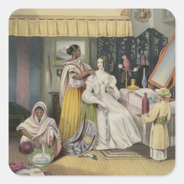 The Young Lady's Toilet, plate 2 from 'Anglo India Square Sticker (Front)