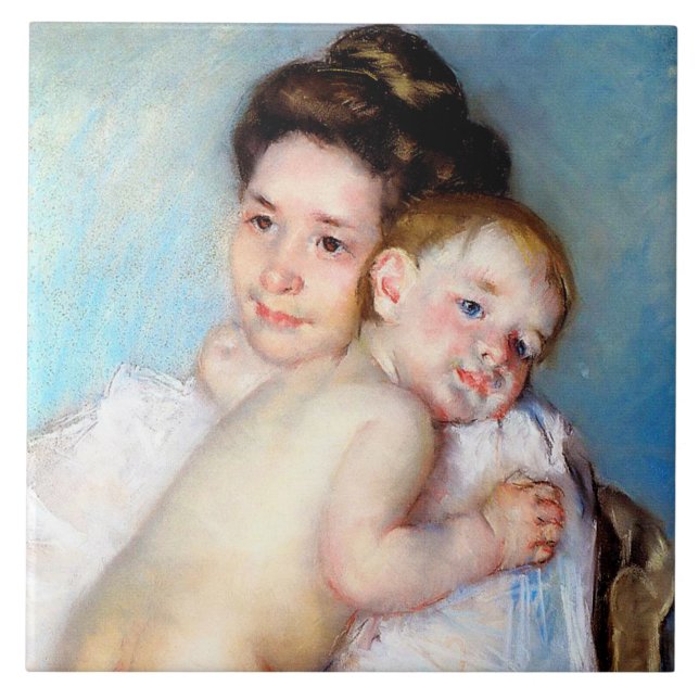 The Young Mother, Cassatt Ceramic Tile (Front)