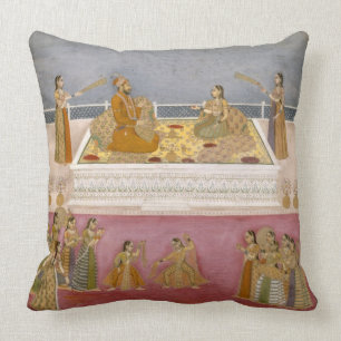The young Mughal Emperor Muhammad Shah at a nautch Cushion