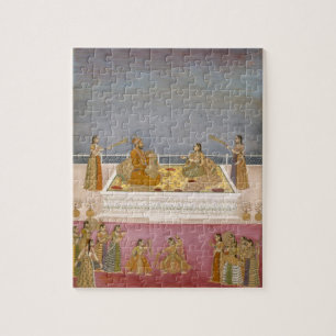 The young Mughal Emperor Muhammad Shah at a nautch Jigsaw Puzzle