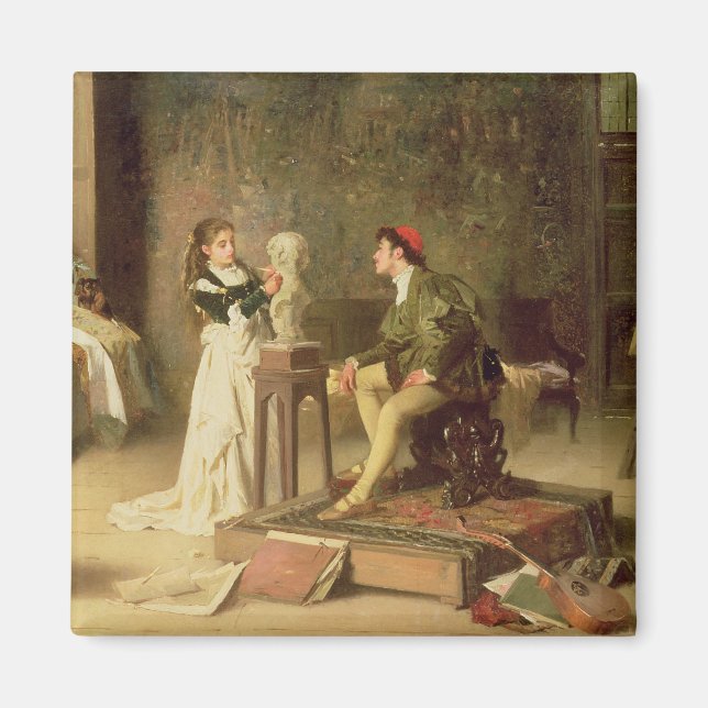 The Young Sculptress (oil on canvas) Magnet (Front)