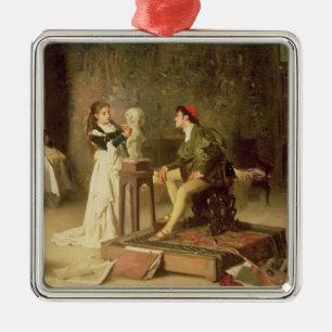 The Young Sculptress (oil on canvas) Metal Ornament