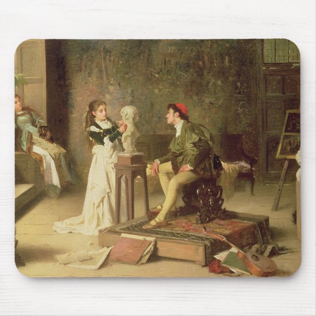 The Young Sculptress (oil on canvas) Mouse Pad (Front)