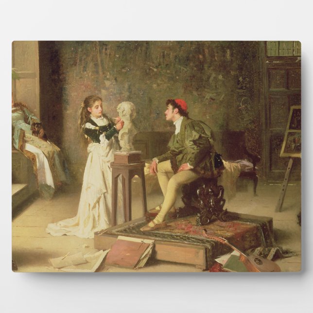 The Young Sculptress (oil on canvas) Plaque (Front)