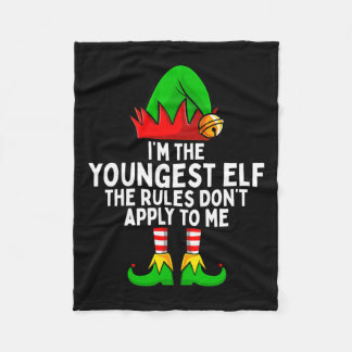 The Youngest Elf Matching Family Christmas Fleece Blanket