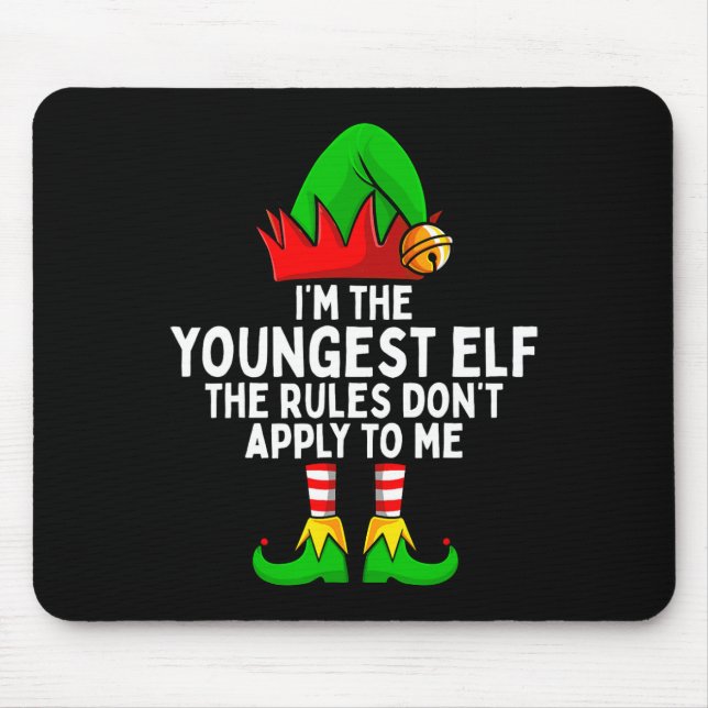 The Youngest Elf Matching Family Christmas  Mouse Pad (Front)