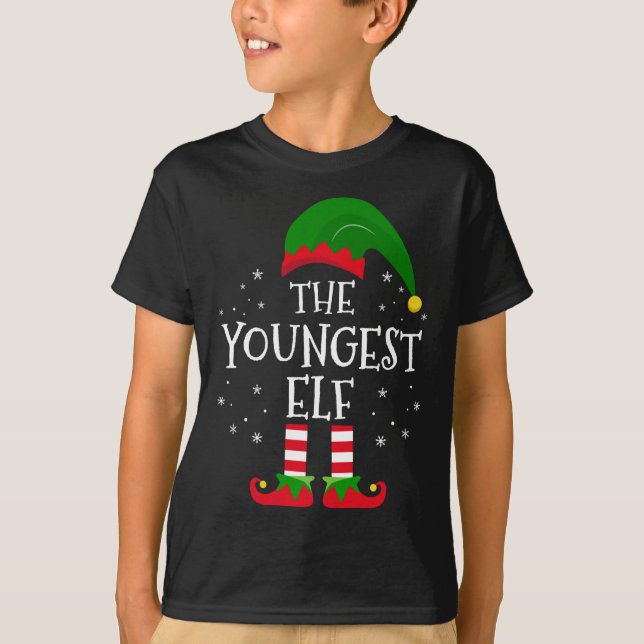 The Youngest Elf Xmas Matching Family Christmas Pa T-Shirt (Front)