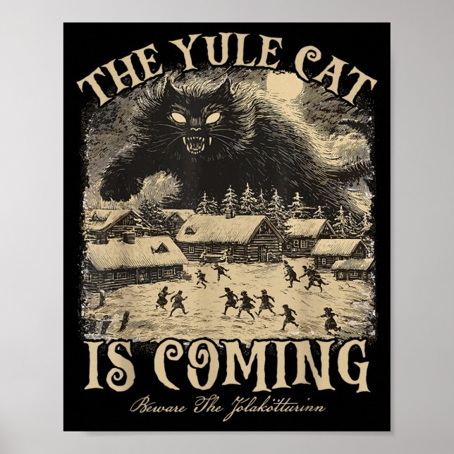The Yule Cat Is Coming Icelandic Christmas Cat Mom Poster (Front)